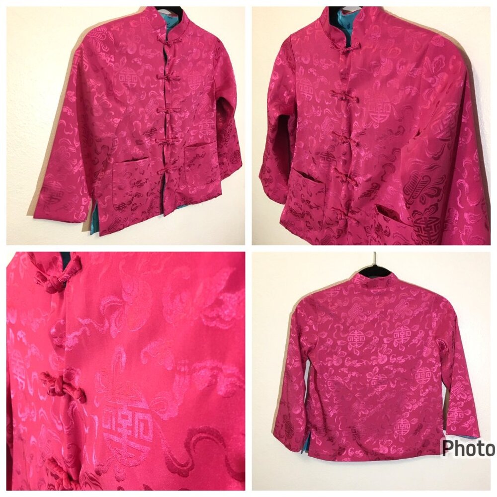 Reversible Mandarin Collar Jacket Frog Closure As… - image 3